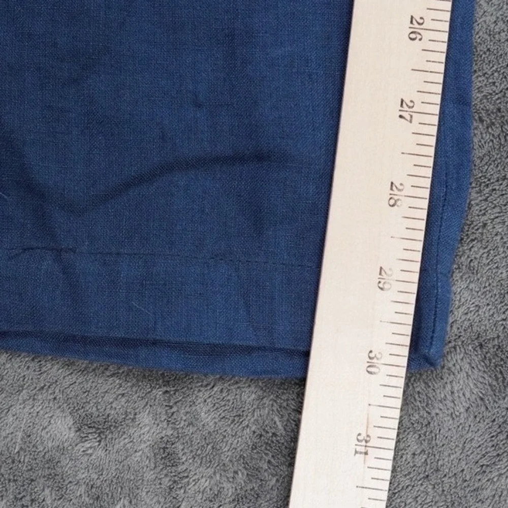 Barthelemy Men's 100% Linen Side Adjuster Pants Blue Size 36 Luxury Resort